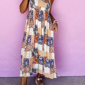 Patchwork Floral Maxi Dress